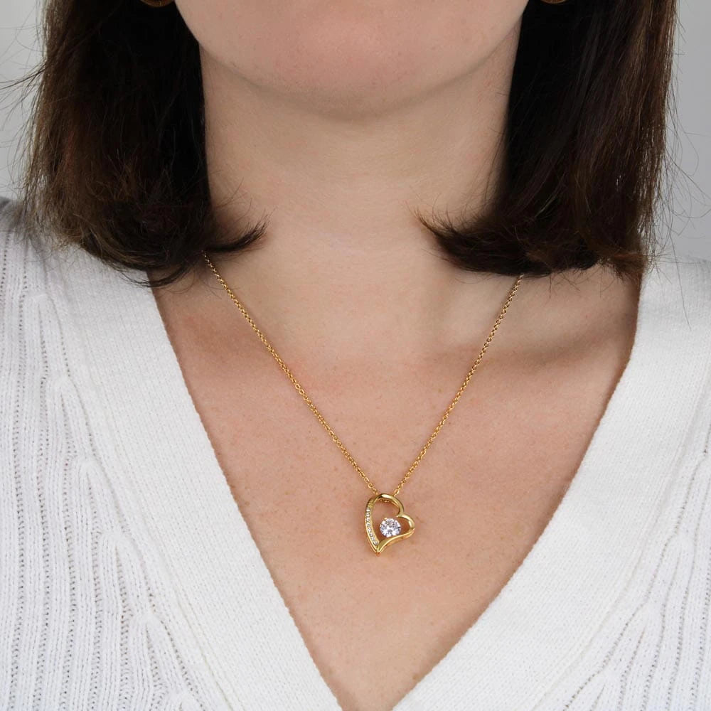 To My Granddaughter 18K Yellow Gold Love Knot Necklace From Grandparents Follow Your Dreams Display on Neck