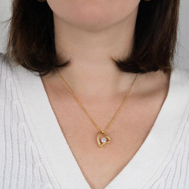 To My Granddaughter 18K Yellow Gold Love Knot Necklace From Grandparents Follow Your Dreams Display on Neck
