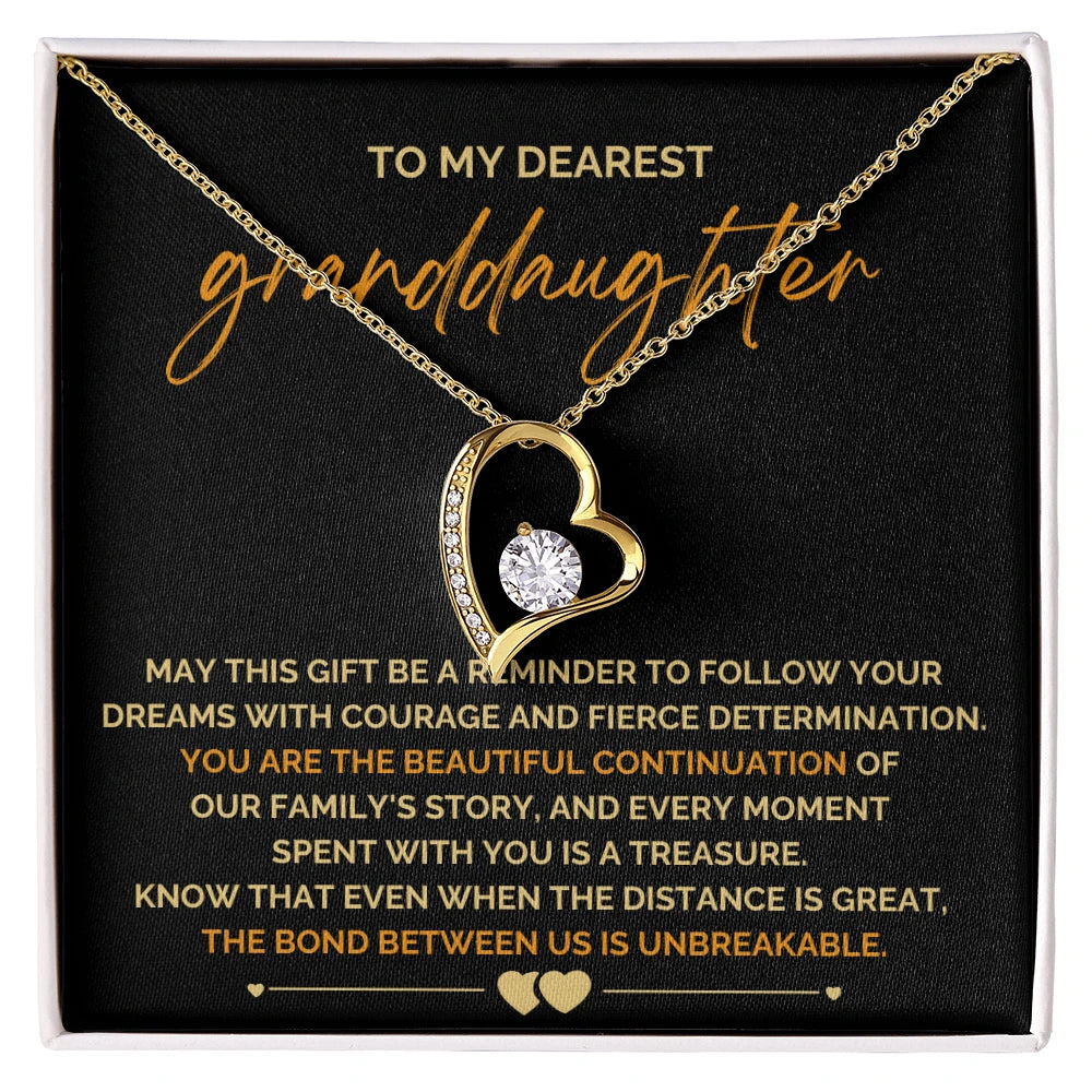 To My Granddaughter 18K Yellow Gold Love Knot Necklace From Grandparents Follow Your Dreams Message Card Jewelry