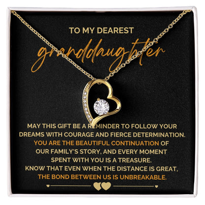 To My Granddaughter 18K Yellow Gold Love Knot Necklace From Grandparents Follow Your Dreams Message Card Jewelry