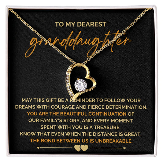 To My Granddaughter 18K Yellow Gold Love Knot Necklace From Grandparents Follow Your Dreams Message Card Jewelry