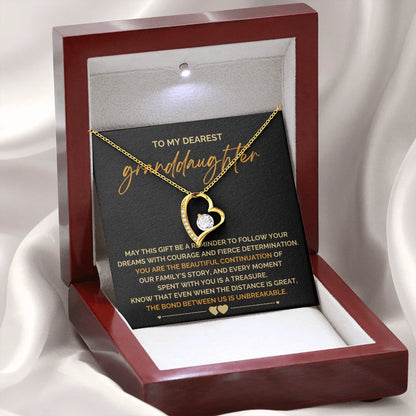 To My Granddaughter 18K Yellow Gold Love Knot Necklace From Grandparents Follow Your Dreams Message Card Jewelry Luxury Box