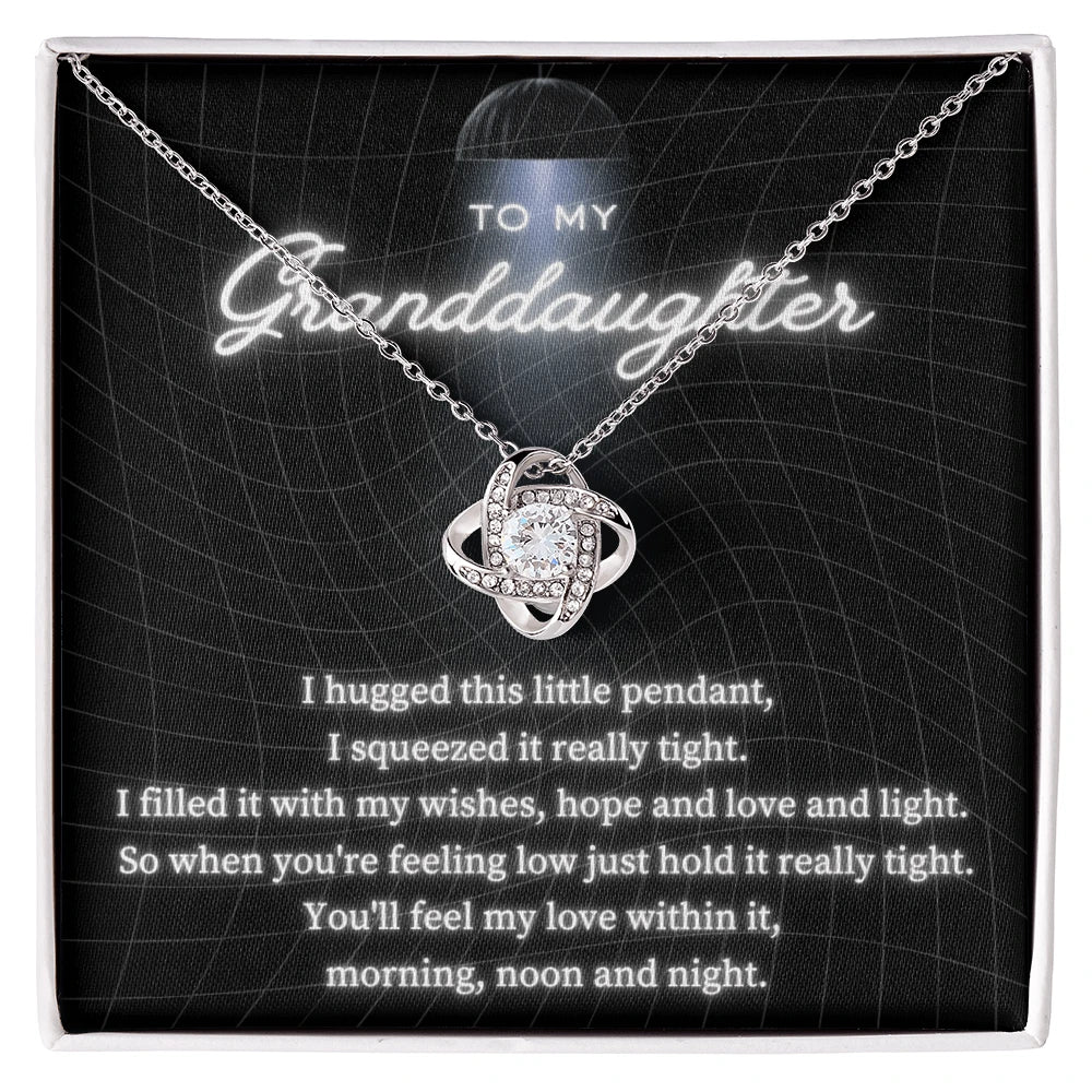 To My Granddaughter Love Knot Necklace From Grandma Feel My Love 14K White Gold Message Card