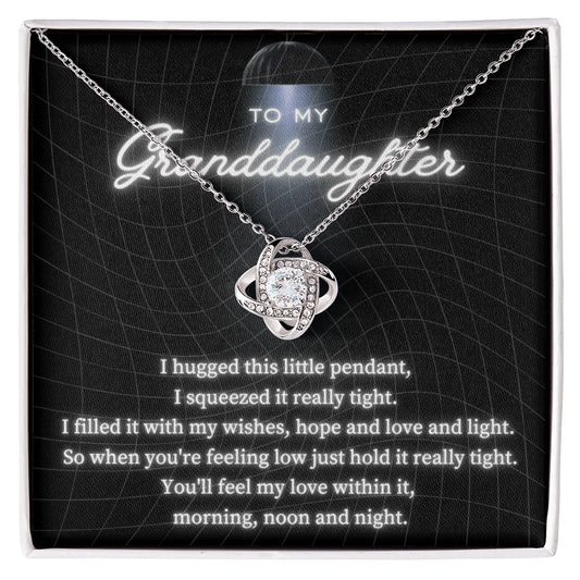 To My Granddaughter Love Knot Necklace From Grandma Feel My Love 14K White Gold Message Card