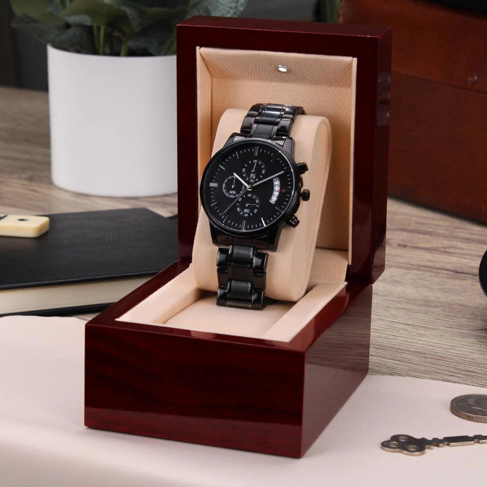 To My Grandpa Black Chronograph Watch From Grandchildren Your Love Is Timeless Luxury Box