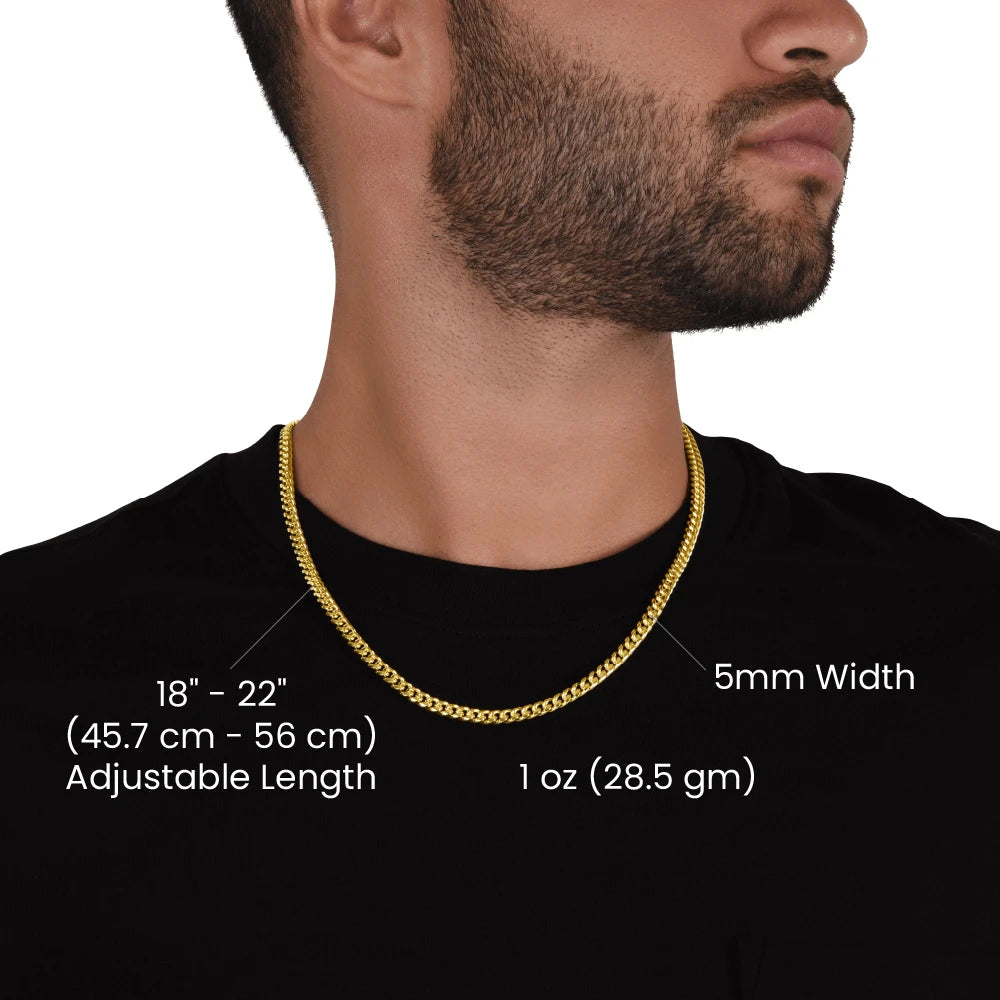 To My Grandson 18K Yellow Gold Cuban Link Chain From Grandparents Pure and Joy Product Specifications