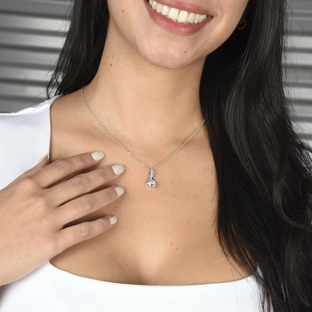 To My Mom 14K White Gold Alluring Beauty Necklace From Children You Are Beautiful Display on Neck