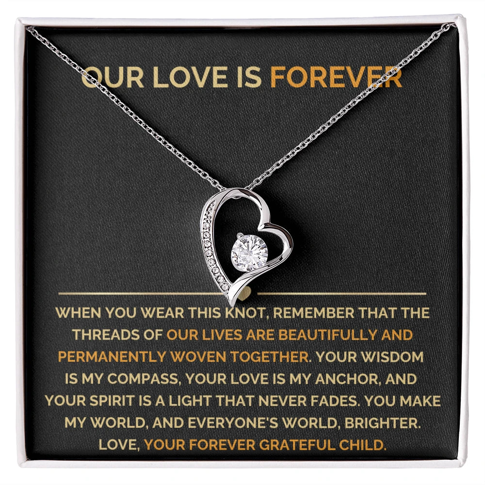 To My Mom 14K White Gold Forever Love Necklace From Children Our Love Message Card Jewelry