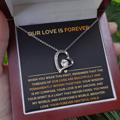 To My Mom 14K White Gold Forever Love Necklace From Children Our Love Message Card Jewelry Luxury Box