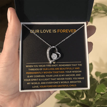 To My Mom 14K White Gold Forever Love Necklace From Children Our Love Message Card Jewelry Standard Box