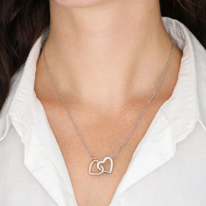 To My Mom 14K White Gold Interlocking Hearts Necklace From Children One Eternal Love Display on Neck