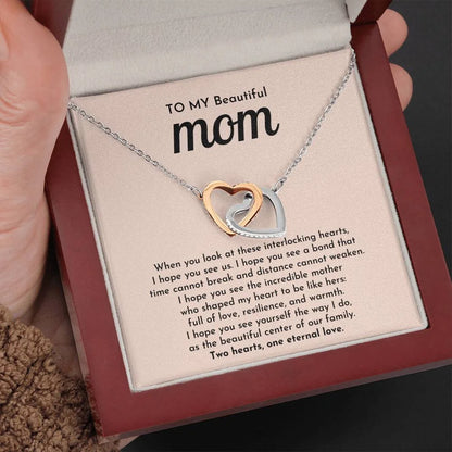 To My Mom 14K White Gold Interlocking Hearts Necklace From Children One Eternal Love Message Card Jewelry Luxury Box