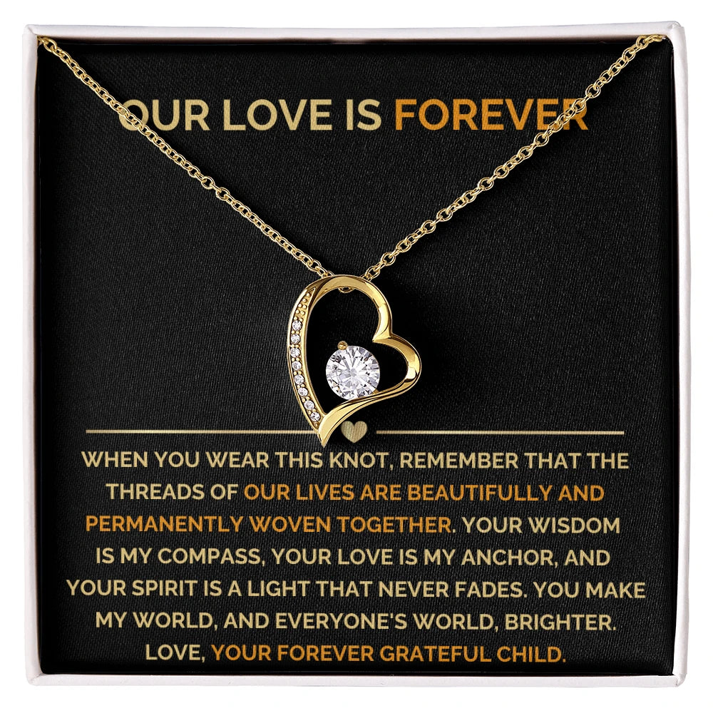 To My Mom 18K Yellow Gold Forever Love Necklace From Children Our Love Message Card Jewelry