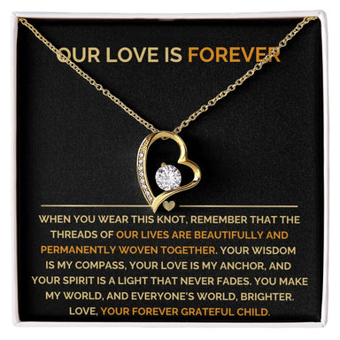 To My Mom 18K Yellow Gold Forever Love Necklace From Children Our Love Message Card Jewelry