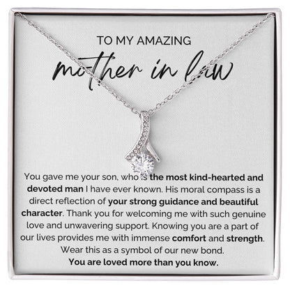 To My Mother-in-law 14K White Gold Alluring Beauty Necklace From Bride or Daughter-in-law Our New Bond Message Card