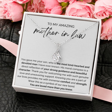 To My Mother-in-law 14K White Gold Alluring Beauty Necklace From Bride or Daughter-in-law Our New Bond Message Card Standard Box