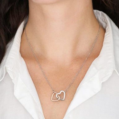 To My Mother-in-law 14K White Gold Interlocking Hearts Necklace From Bride or Daughter-in-law Priceless Message Card Display on Neck