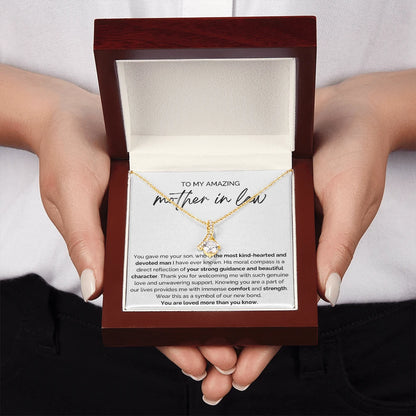 To My Mother-in-law 18K Yellow Gold Alluring Beauty Necklace From Bride or Daughter-in-law Our New Bond Message Card Luxury Box