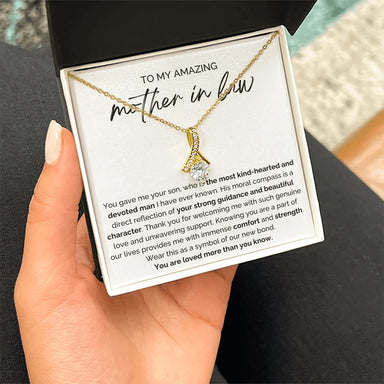 To My Mother-in-law 18K Yellow Gold Alluring Beauty Necklace From Bride or Daughter-in-law Our New Bond Message Card Standard Box