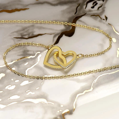 To My Mother Interlocking Hearts Necklace From Son 18K Yellow Gold