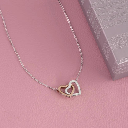 To My Mother or Daughter Interlocking Hearts Necklace From Mom or Daughter 14K White Gold