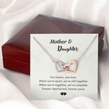 To My Mother or Daughter Interlocking Hearts Necklace From Mom or Daughter 14K White Gold Luxury Box