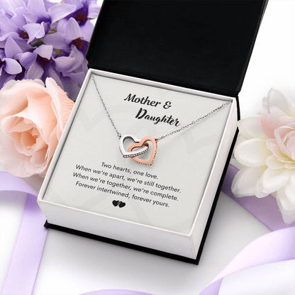 To My Mother or Daughter Interlocking Hearts Necklace From Mom or Daughter 14K White Gold Standard Box