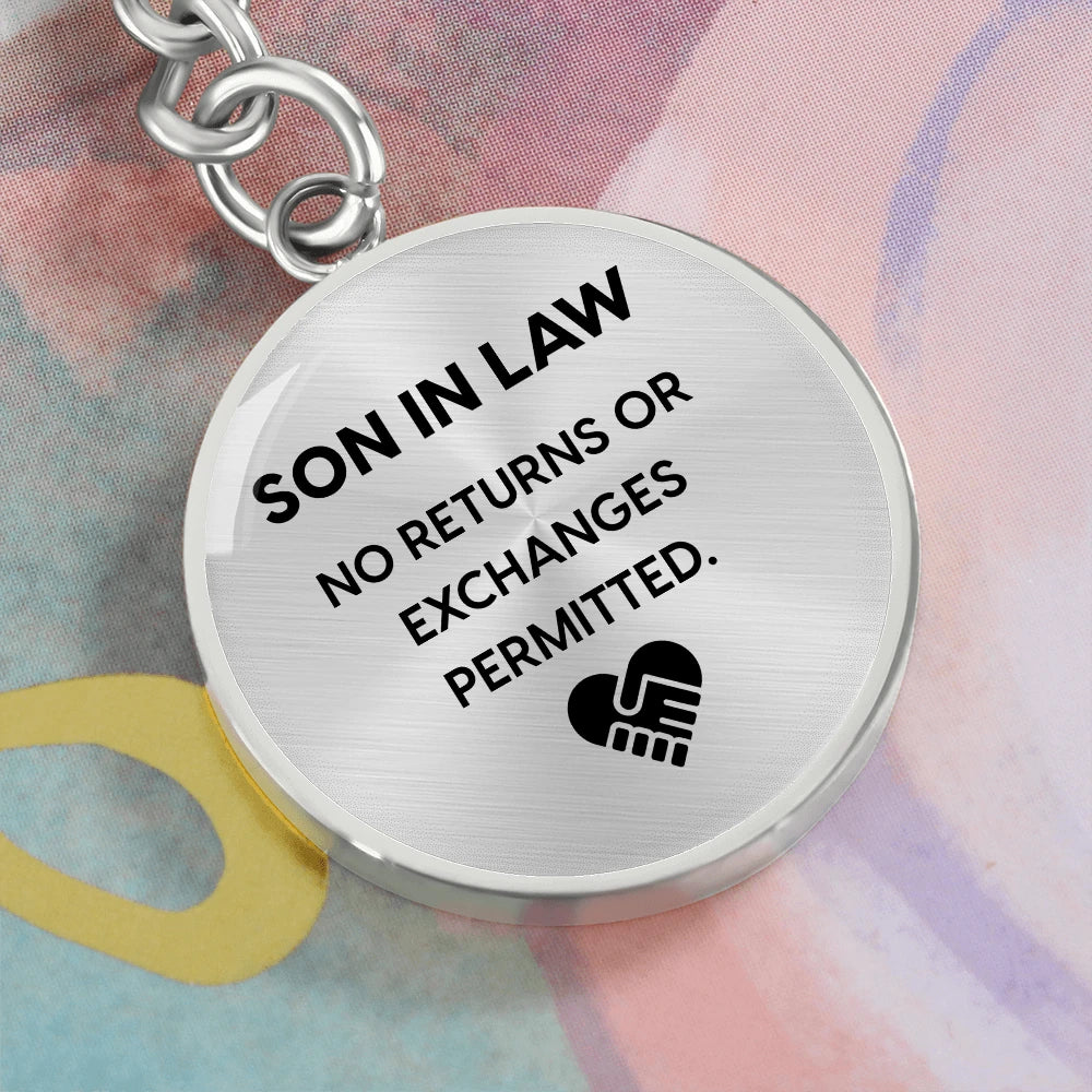 To My Son-in-law 18K Yellow Gold Customized Metal Circle Keychain From Parent-in-law No Returns Display