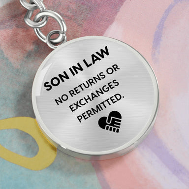 To My Son-in-law 18K Yellow Gold Customized Metal Circle Keychain From Parent-in-law No Returns Display