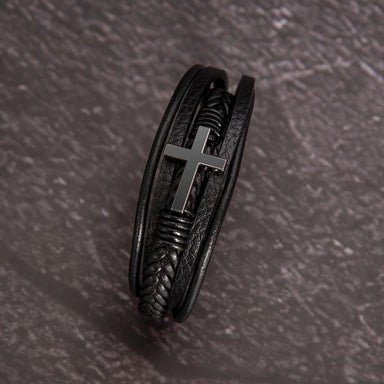 To My Son Cross Leather Bracelet From Parents All My Love