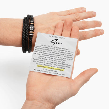 To My Son Love You Forever Leather Bracelet From Parents We Love You Message Card Jewelry