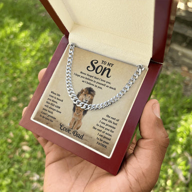 To My Son Stainless Steel Cuban Link Chain From Dad Luxury Box