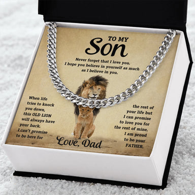 To My Son Stainless Steel Cuban Link Chain From Dad Standard Box