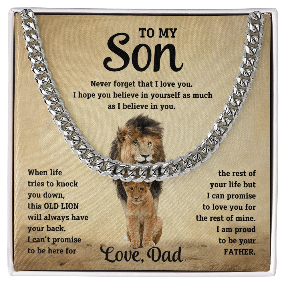To My Son Stainless Steel Cuban Link Chain Message Card From Dad Be Your Father