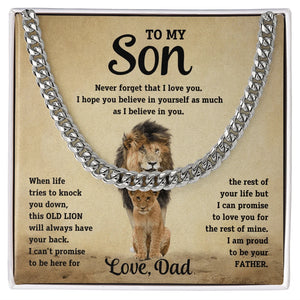 To My Son Stainless Steel Cuban Link Chain Message Card From Dad Be Your Father