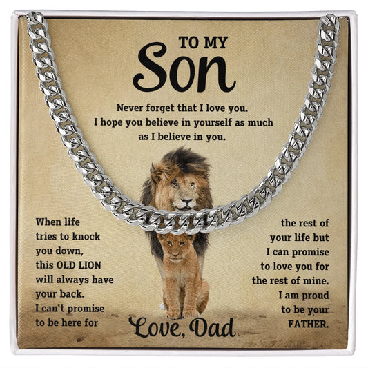 To My Son Stainless Steel Cuban Link Chain Message Card From Dad Be Your Father