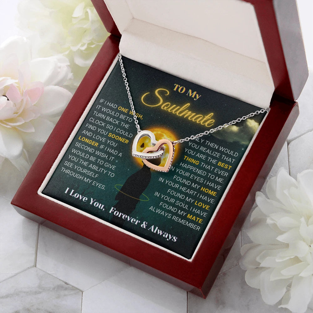 To My Soulmate 14K White Gold Interlocking Hearts Necklace From Soulmate Always and Forever Message Card Luxury Box