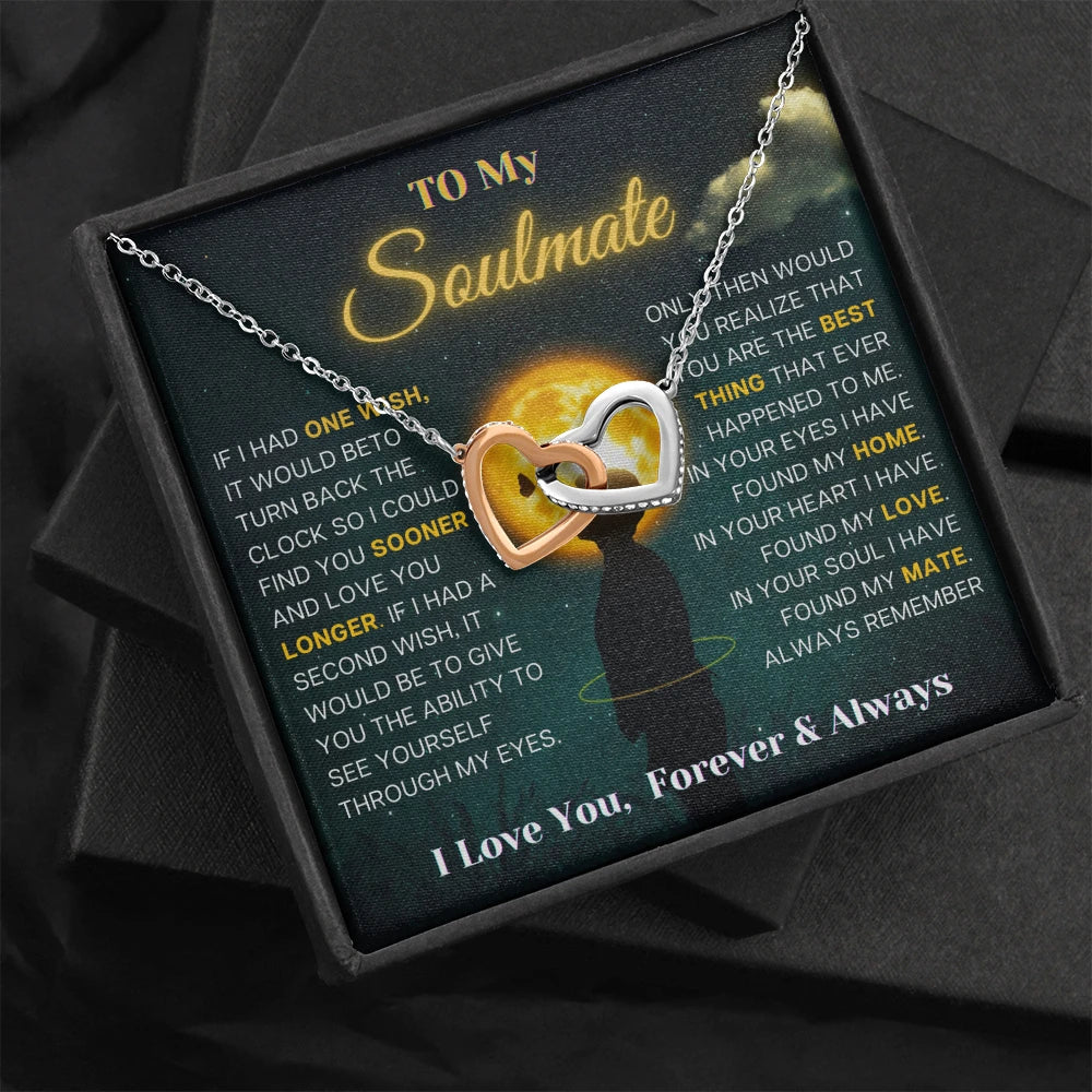 To My Soulmate 14K White Gold Interlocking Hearts Necklace From Soulmate Always and Forever Message Card Standard Box