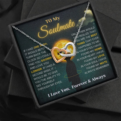 To My Soulmate 14K White Gold Interlocking Hearts Necklace From Soulmate Always and Forever Message Card Standard Box