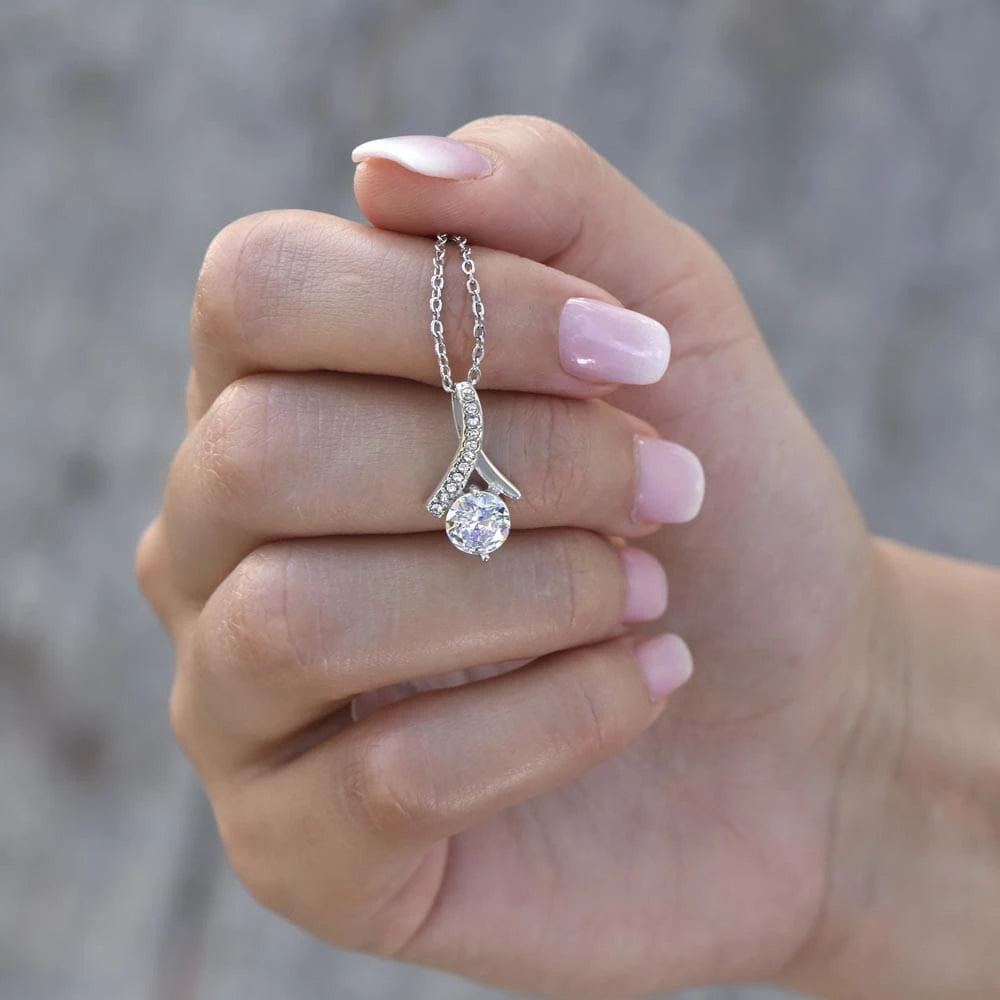 To My Wife 14K White Gold Alluring Beauty Necklace From Husband My Heart