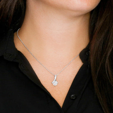 To My Wife 14K White Gold Alluring Beauty Necklace From Husband My Heart Display on Neck