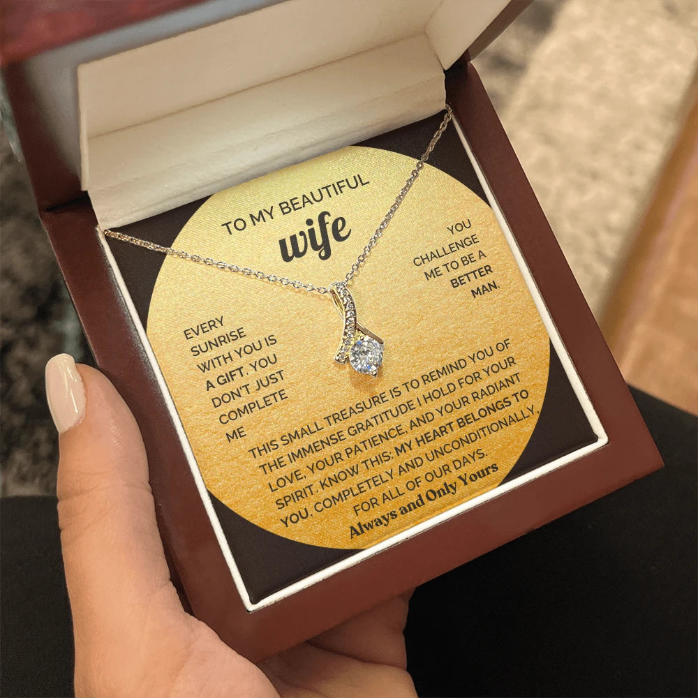 To My Wife 14K White Gold Alluring Beauty Necklace From Husband My Heart Message Card Jewelry Luxury Box
