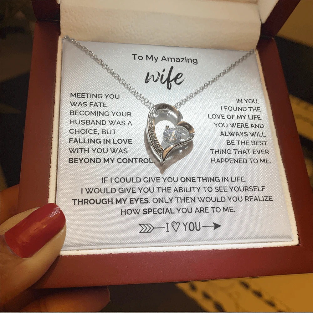 To My Wife 14K White Gold Forever Love Necklace From Husband How Special Message Card Jewelry Luxury Box