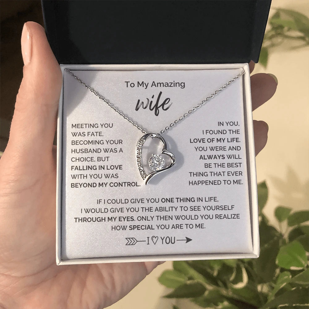 To My Wife 14K White Gold Forever Love Necklace From Husband How Special Message Card Jewelry Standard Box