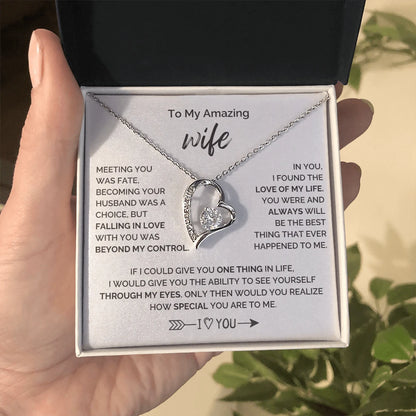 To My Wife 14K White Gold Forever Love Necklace From Husband How Special Message Card Jewelry Standard Box