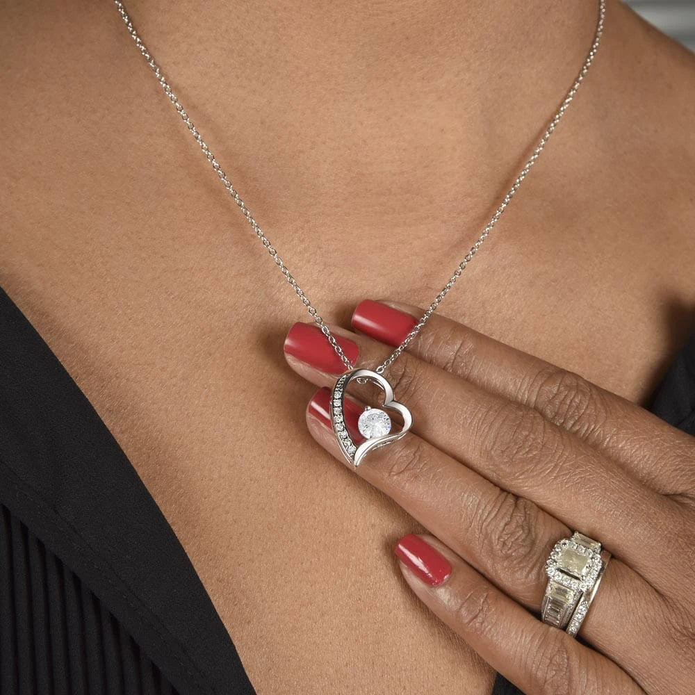 To My Wife 14K White Gold Forever Love Necklace From Husband Infinite Love Display on Neck