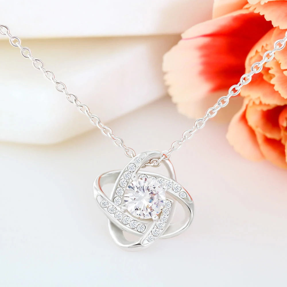 To My Wife 14K White Gold Love Knot Necklace From Dad Baby Girl