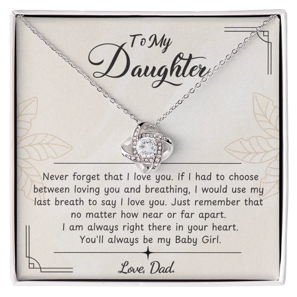 To My Wife 14K White Gold Love Knot Necklace From Dad Baby Girl Message Card Jewelry