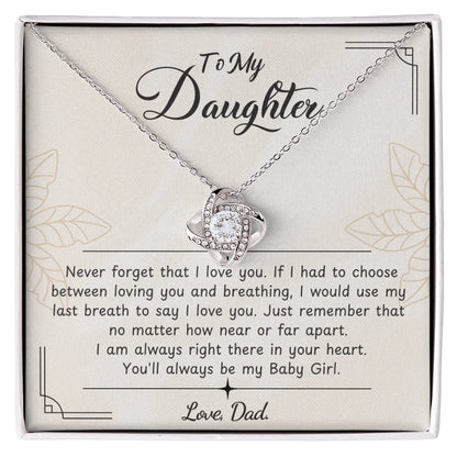 To My Wife 14K White Gold Love Knot Necklace From Dad Baby Girl Message Card Jewelry