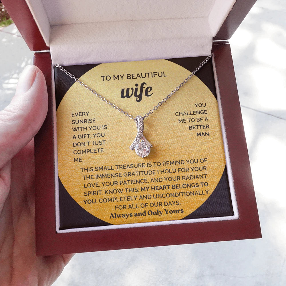 To My Wife 18K Yellow Gold Alluring Beauty Necklace From Husband My Heart Message Card Jewelry Luxury Box